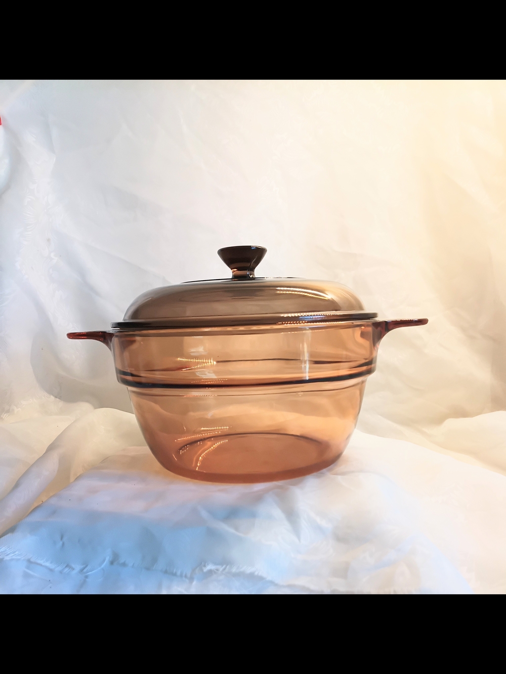 Pyrex Amber Glass Casserole with Lid and Side Handles